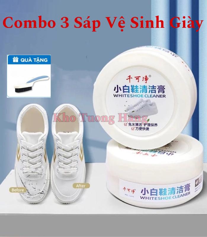(Tặng Bàn Chải) Combo 3 Sáp Vệ Sinh Giày Kem Tẩy Rửa Làm Sạch Giày Thể Thao, Sáp Lau Giày Dép, Túi Xách Đồ Da Đa Năng