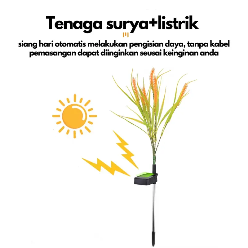 Lampu  Hias  LED Padi tenaga surya /Lampu hias dekorasi /Lampu padi juntal/Lampu Taman Led Tenaga surya anti AIR Untuk Dekorasi Natal Plastik Putih Sensor Solar 6