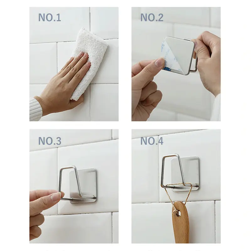 GANTUNGAN TEMPELAN DINDING STAINLESS STEEL Rak Dapur Alat Masak Kamar Mandi Kamar Tidur Serbaguna 5