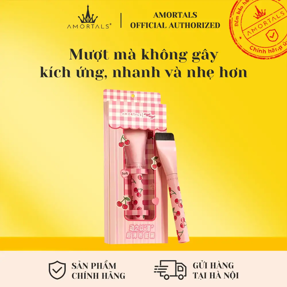 Cọ nền Amortals hợp tác với Wiggle cọ trang điểm đầu phẳng không dễ hút phấn cho lớp nền mịn màng Giao hàng nhanh trong nước Cosmetic Mỹ Phẩm Nữ Women