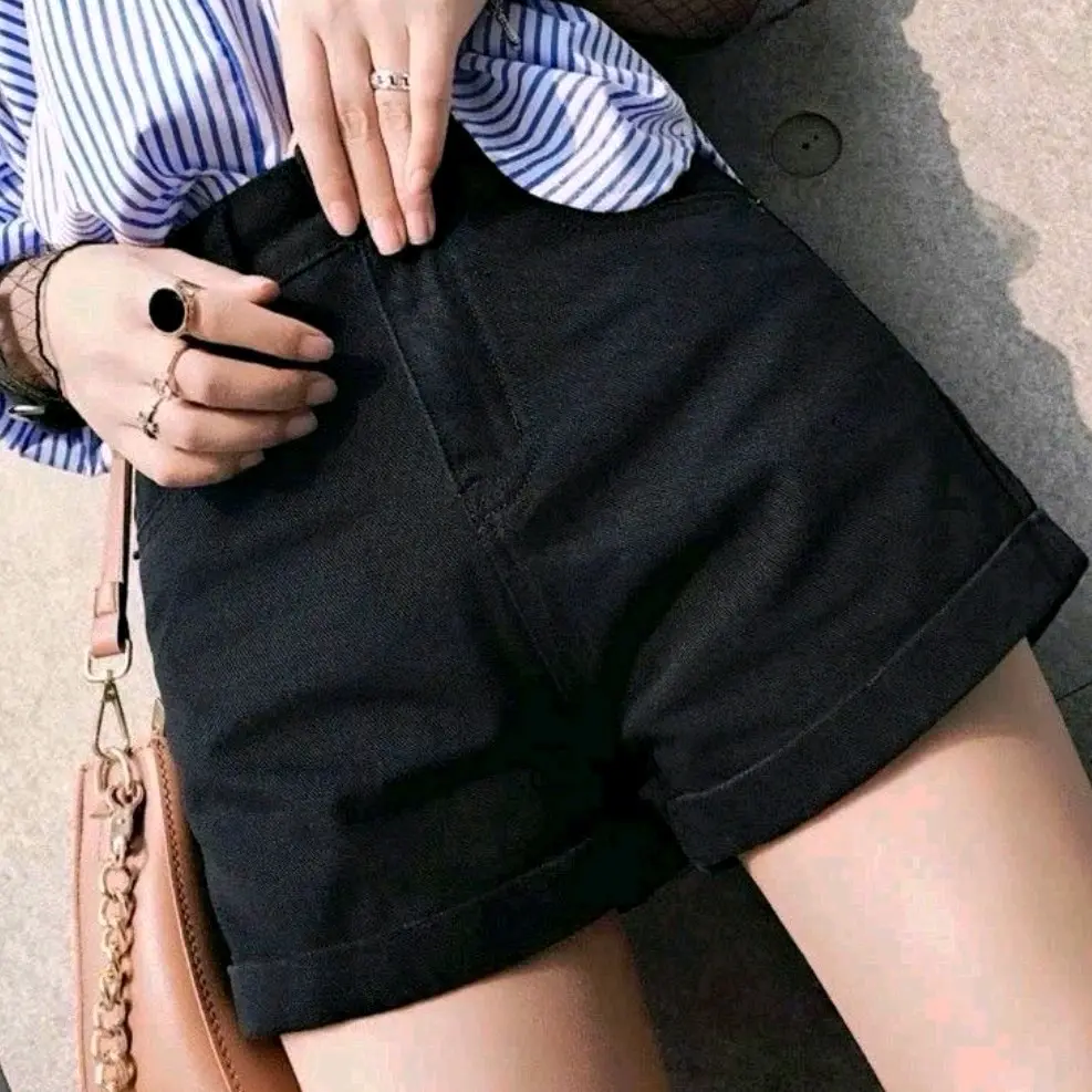 Quần Short Đùi Jean Kaki Đơn Giản Lai Lật Dành Cho Nữ Women Pants Có Túi Kem kính  lup soigai