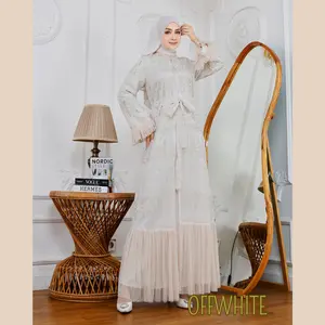 GAMIS DIANA BAHAN OUTER ORGANZA MILKY BORDIR + BAHAN INNER WARBA BAMBO SILK Dark