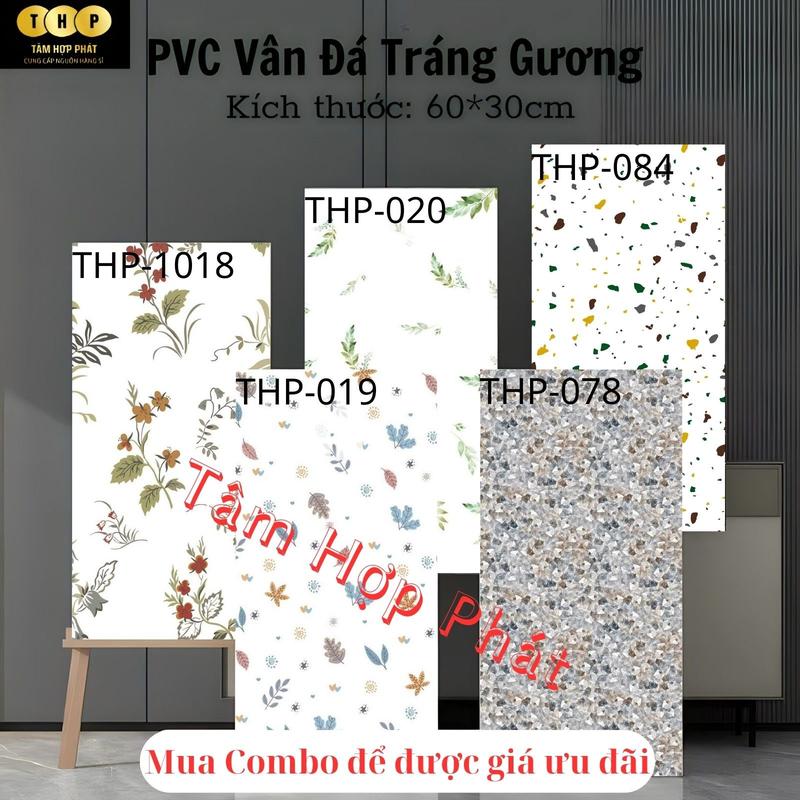 Combo 20 tấm xốp THP cao cấp phủ pvc đá bóng mẫu hoa lá cành trái cây trang trí chống ẩm phòng ngủ , phòng bếp , phòng tắm  khách giấy dán & đồ trang trí tường 2