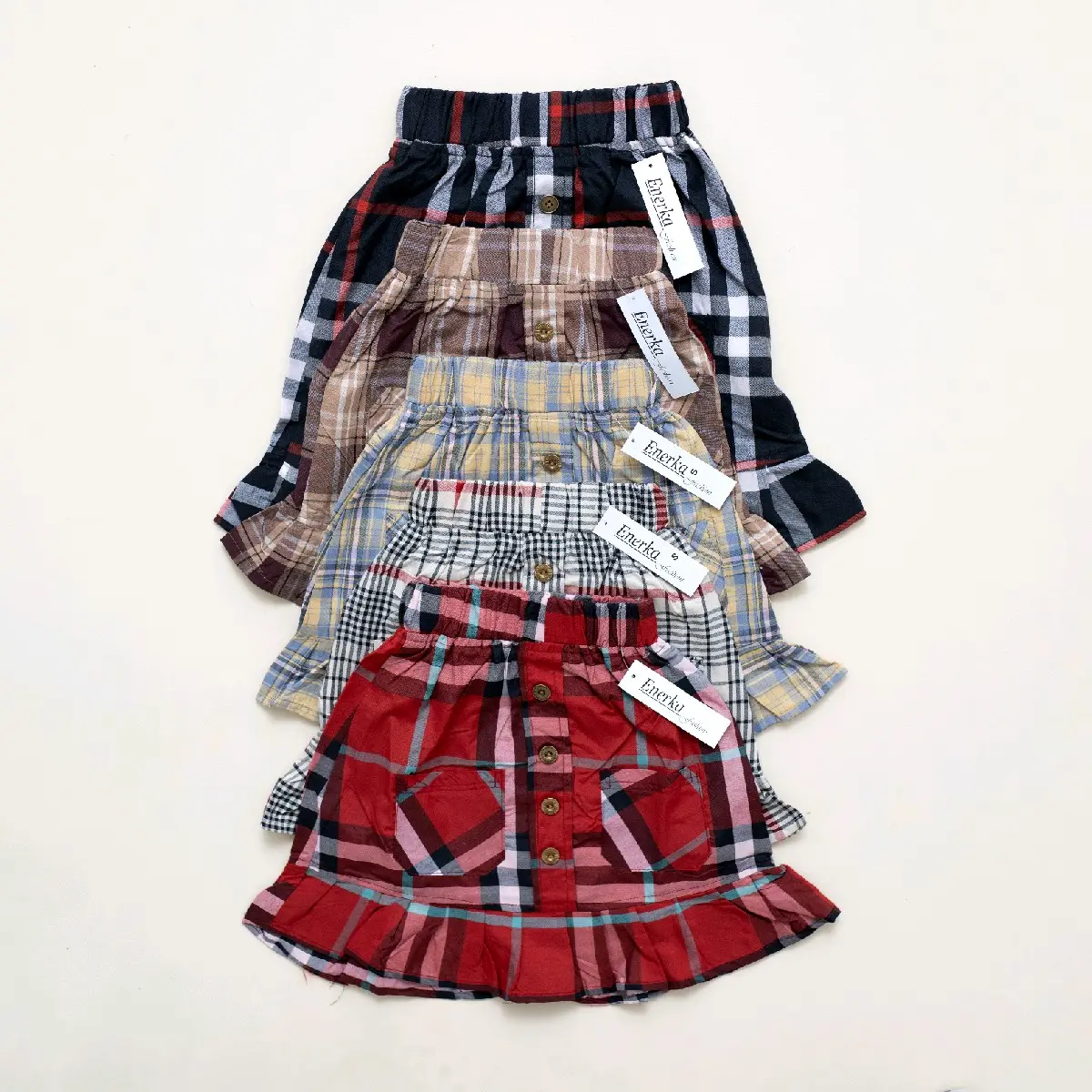 Rok anak motif kotak 1-5 tahun- Katun Anak-Anak