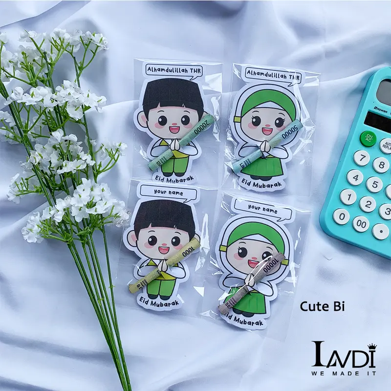 Amplop Lebaran 3D Karakter Lucu Unik Imut Custom Nama 3
