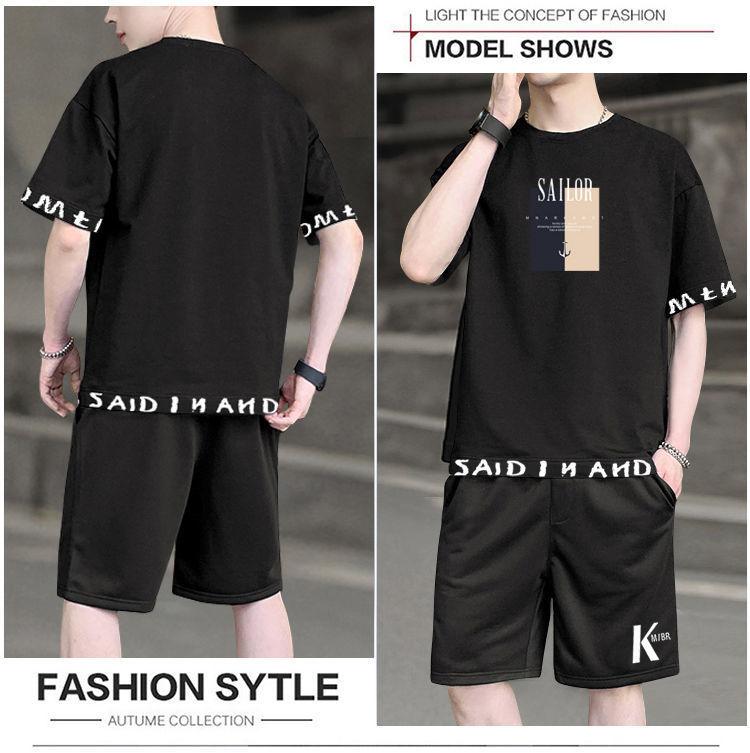 Product Introduction of 2025 New Trendy Two-Piece T-Shirt Summer Short Sleeve Set Men's Sports Casual Stylish Outfit Fashion Hot Sale 16