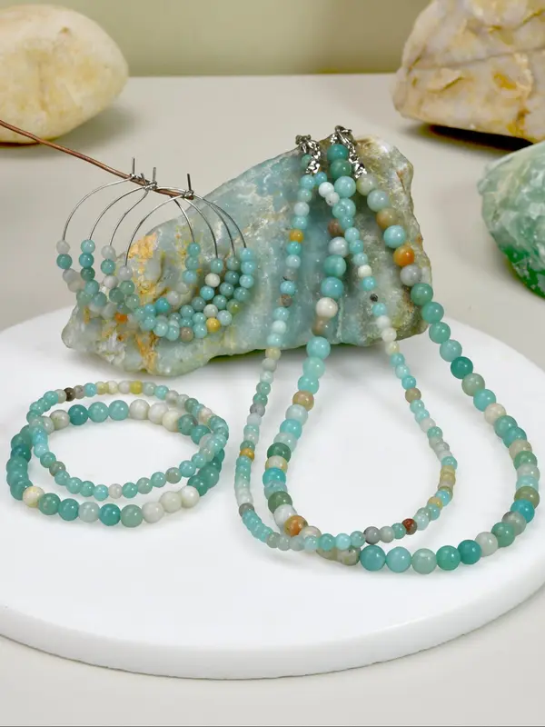 Natural Stone Beaded Necklace & Bracelet & Earrings, Fashion Jewelry for Party, Daily Clothing Decor, Trendy All-match & Exquisite Jewelry for Birthday Gift 2