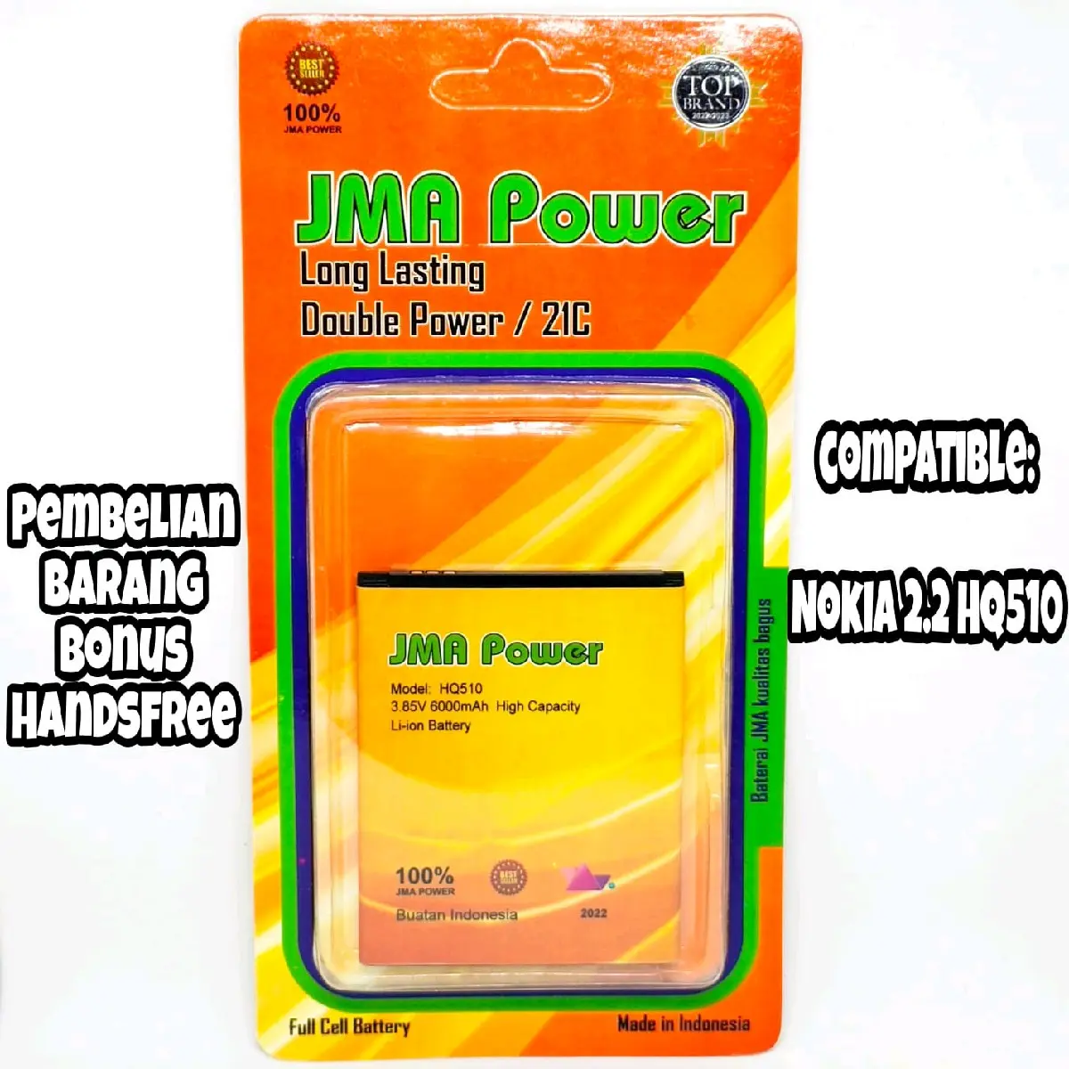 Baterai JMA Power Double Power Original For Nokia 2.2 HQ510 battery 6000 mAh Bonus Handsfree