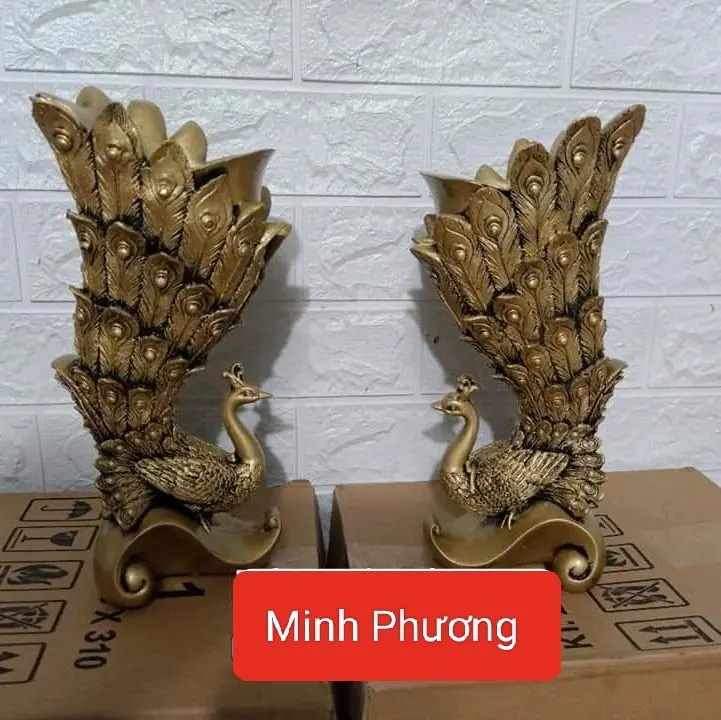 Bình Hoa Con Công 3 Composite Mã BH126 , Lọ Hoa Trang Trí, Bình Cắm Hoa Cao Cấp, Bình Hoa