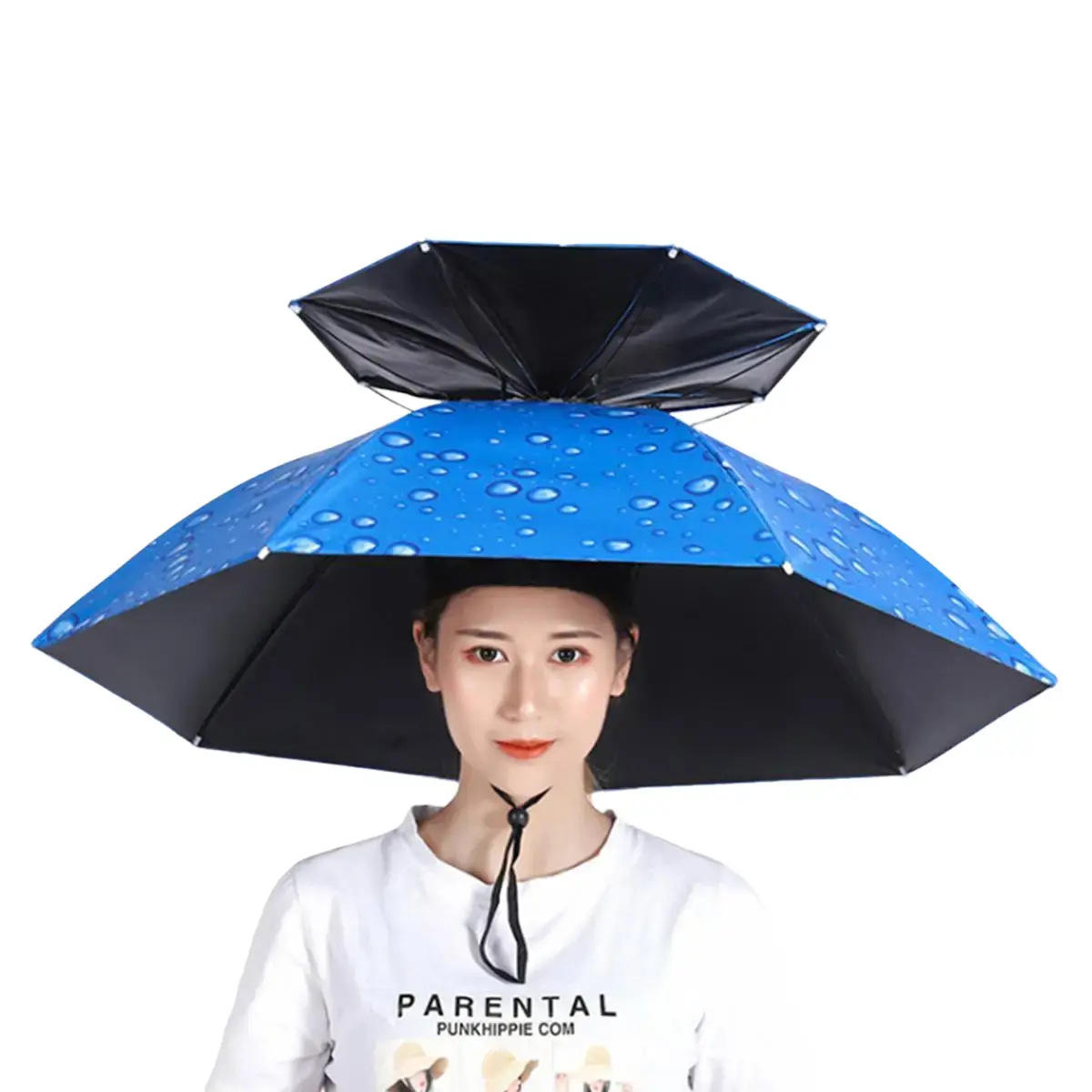 Minzo Payung Pancing Kepala Anti Uv Kokoh Tebal Blue Pink Plastik Gaya Korea Kekinian Desain Simple