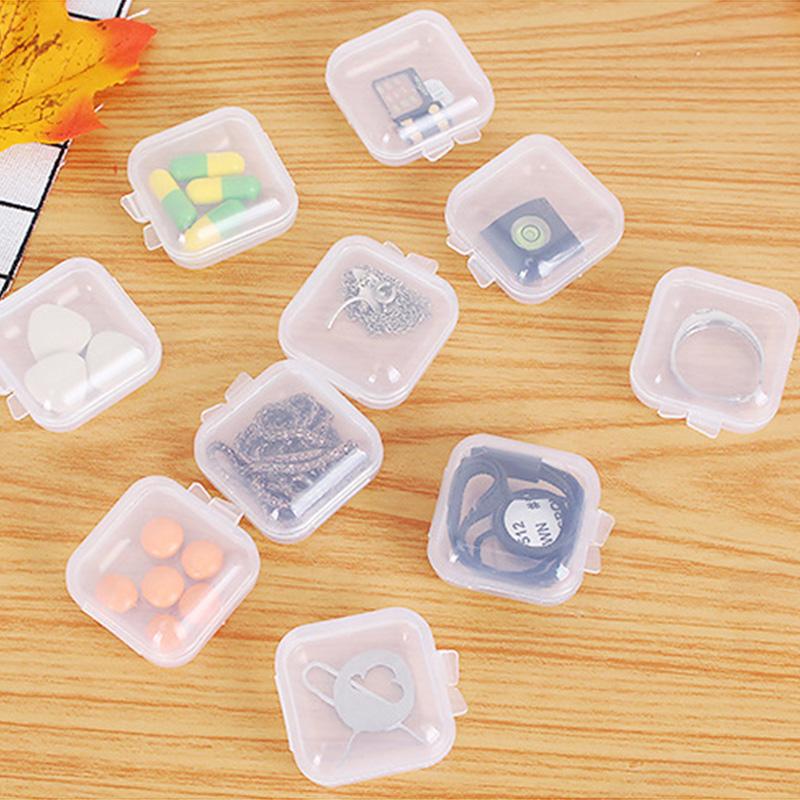  Hộp nhựa trong suốt nhỏ hộp lưu trữ mini hộp đựng thuốc hộp đựng nút tai hộp đựng đồ trang sức hoàn thiện 