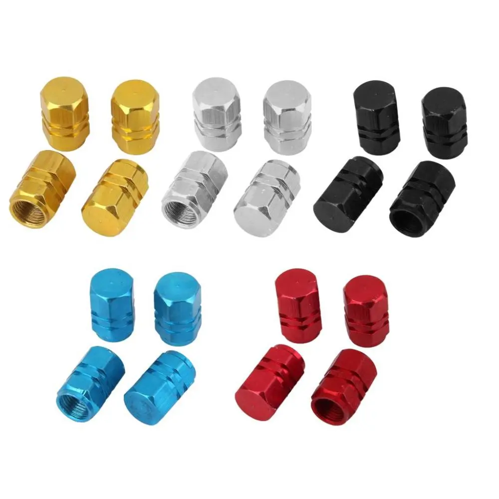 4PCS Universal Aluminum Car Wheel Tyre Valve Dust Caps Stems Covers - Silver