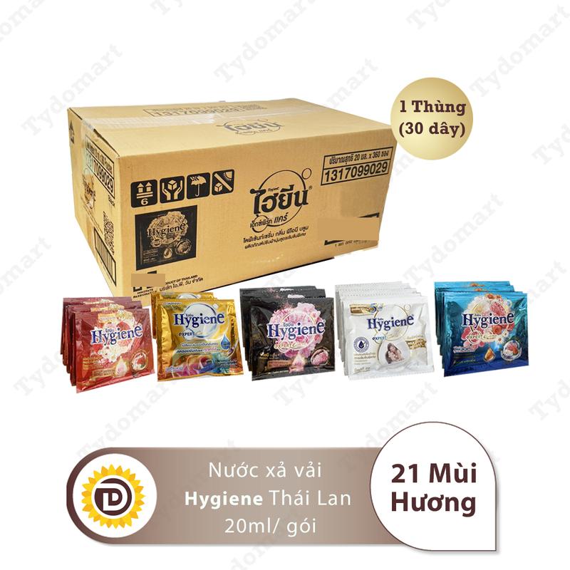  1 Thùng Nước Xả Vải Hygiene Thái Lan Đậm Đặc 30 dây  mỗi dây 12 gói nhỏ 20ml  Tiện Lợi Lưu Hương Lâu 
