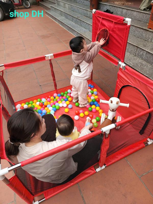 [Tặng 2 xúc xắc] Quây bóng vuông khung inox tặng 10 bóng, (1m28 X 1m28) với giỏ bóng rổ cho bé từ 6 tháng tuổi trở lên, 4 bé chơi được  Đồ Chơi nệmđiềuhòa mátlạnh