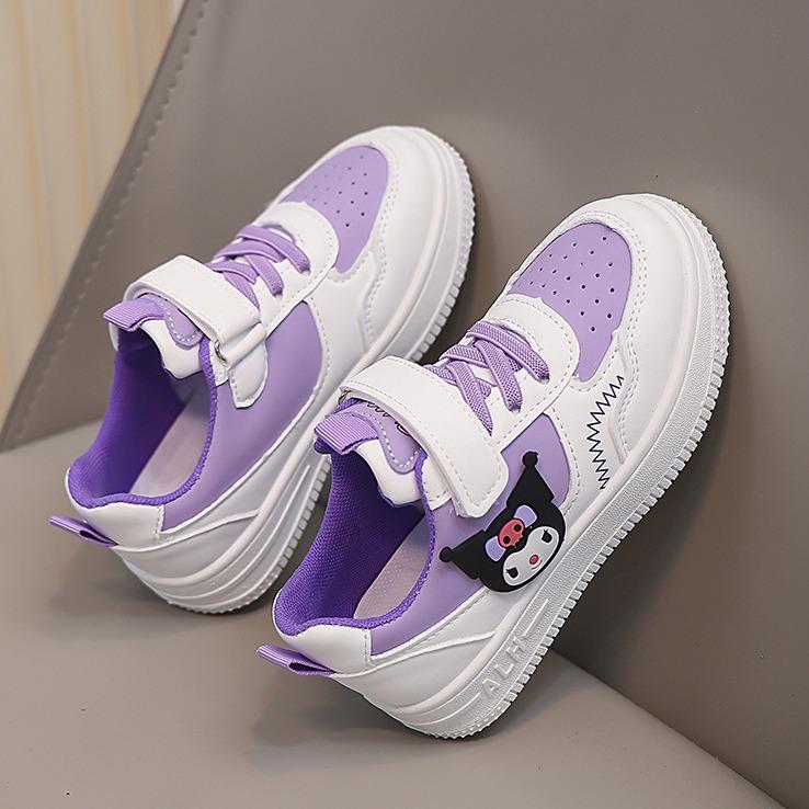  Giày thể thao hình KUROMI bé gái da mềm đế êm Giày Kuromi bé gái Mẫu Mới Giày học sinh đi học kiểu dáng thời trang đế chống trơn trượt THQ163 