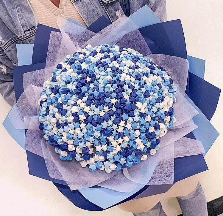 Set vật liệu tự làm bó hoa 520 ngôi sao giấy -TẶNG THIỆP làm quà tặng tự làm bó hoa ý nghĩa Diy S0084