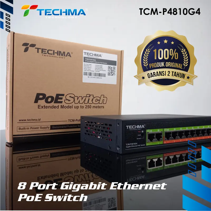 TECHMA TCM-P4810G4 GIGABITE POE Switch 8PORT 1000Mbps 2 UPLINK 2
