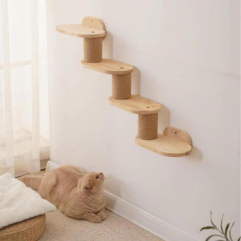 Cat Wall Shelves Cat Climber Cat Wall Climbing Ladder Wood Cat Wall Steps for Scratching 6