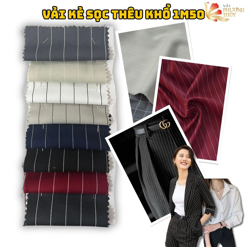 Vải kẻ sọc ngang Phượng Thúy khổ ngang 1m50 chuyên may quần tây, vest blazer và thời trang nam nữ