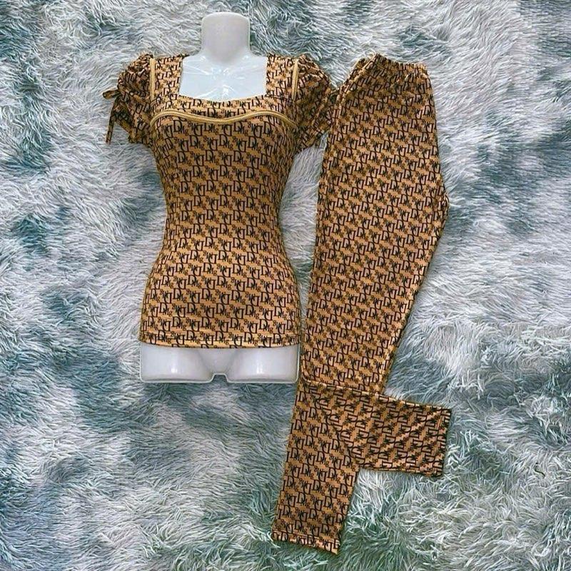 Đồ bộ thun nữ may sẵn quần dài ống ôm  cao Huân 2