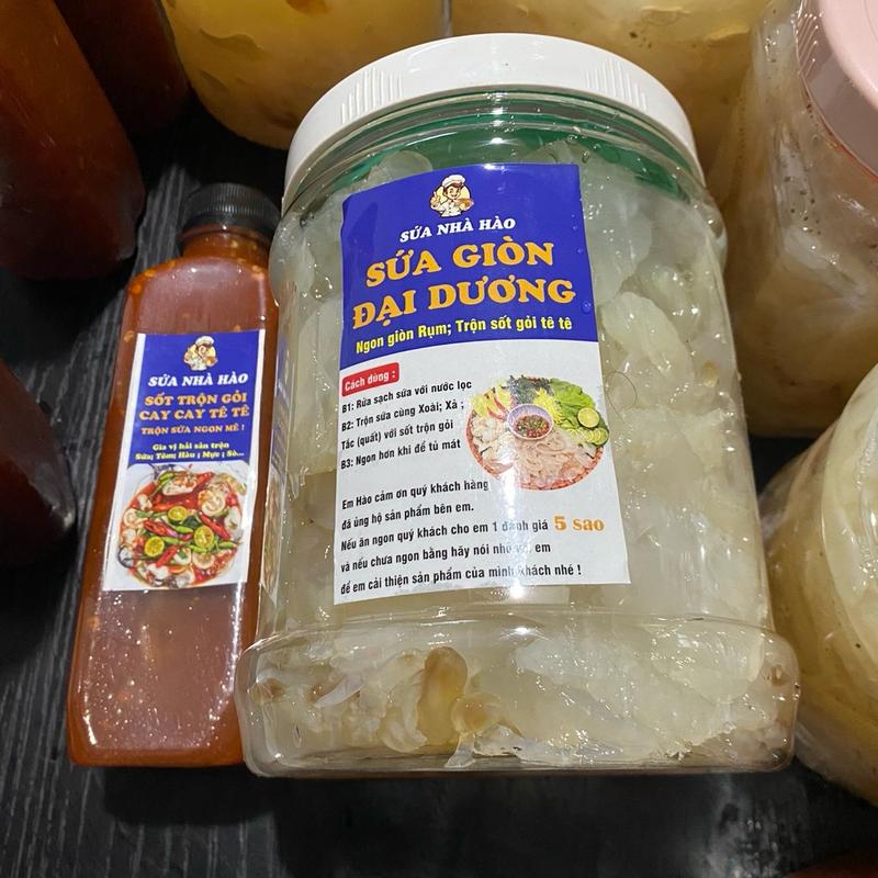 [ Tặng Cà Giòn ] Set Móng Sứa Giòn Hũ (túi Zip) 1kg + 1Chai sốt sánh đặc 350ml  ( Món Sứa Mắm Nhĩ  Cà Tắc Chuẩn Vị đầy đủ ; vị chua làm từ cốt chanh nguyên chất )