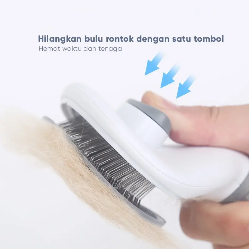 FOLOPETS Sisir Kucing One Touch + Sikat Bulu - Tekan Tombol Lepas Bulu Otomatis Sisir Anti Kusut Sisir Grooming Profesional 5