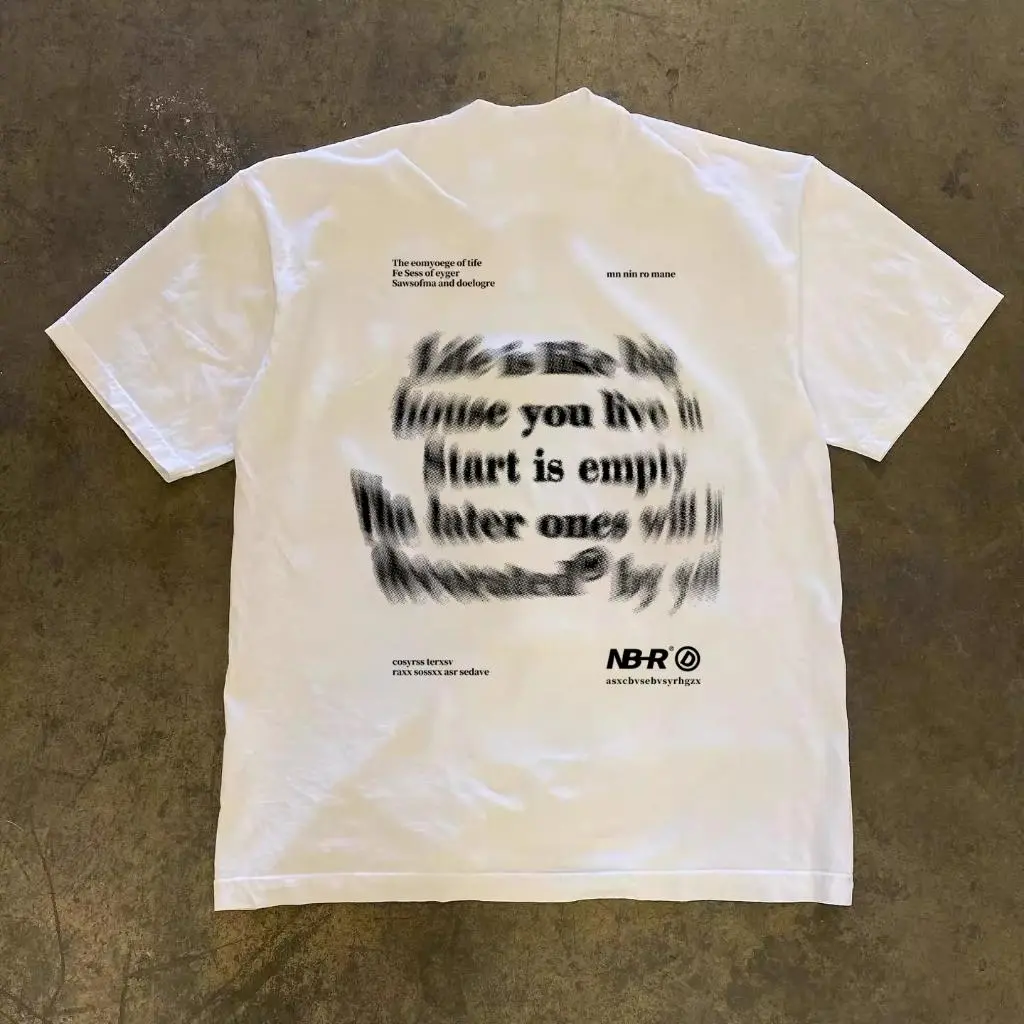 JJ.STORE American retro Style T-shirt Oversize Hip hop blurred letters | Kaos Wanita Putih | Metallica Kaos pria dan wanita Crew-neck fashion unisex T-shirt Menswear Top Baju Atasan Pendek Distro