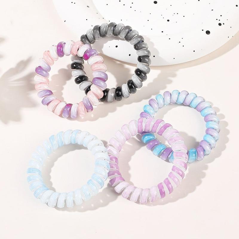Product Introduction of Janpanese Hair Tie Stretch Spiral Cord Hair Ring Headwear Hair Rope Elastic Hair Tie Multicolor Scrunchies Multicolor Telephone Wire Hair Accessories 13