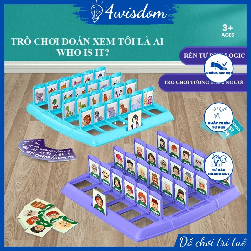 Bộ đồ chơi board game who is it [Hot trend], bảng đoán nhân vật đây là ai 4wisdom, Bộ quà tặng Giáo dục 7