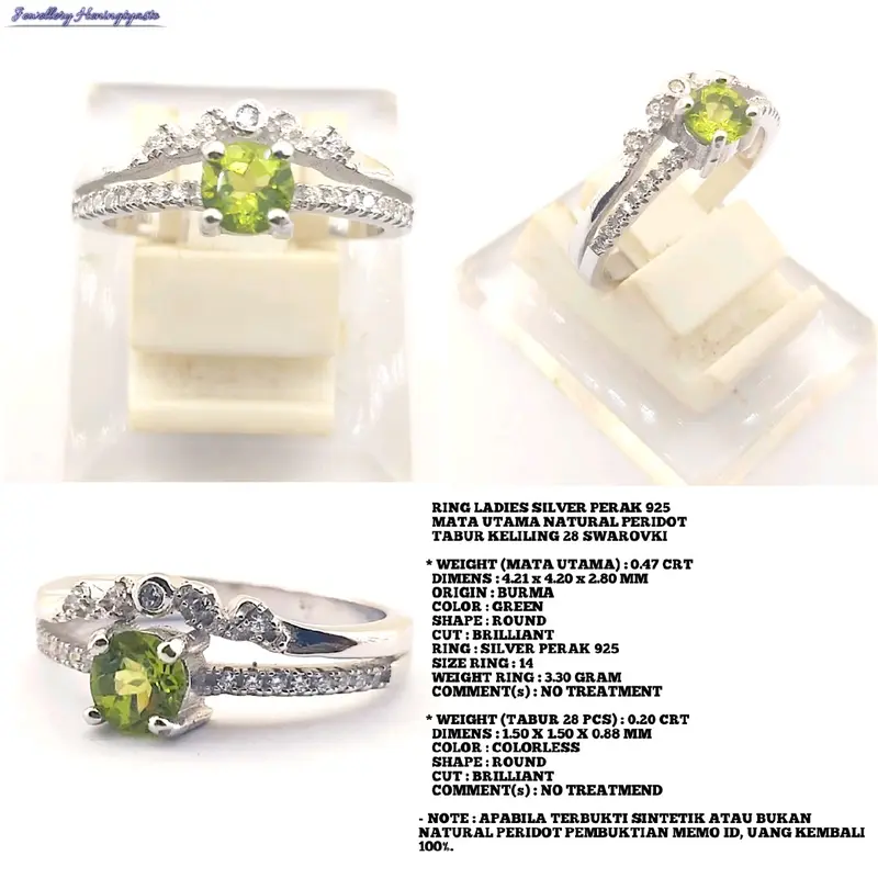 RING PERAK LADIES NATURAL PERIDOT 0