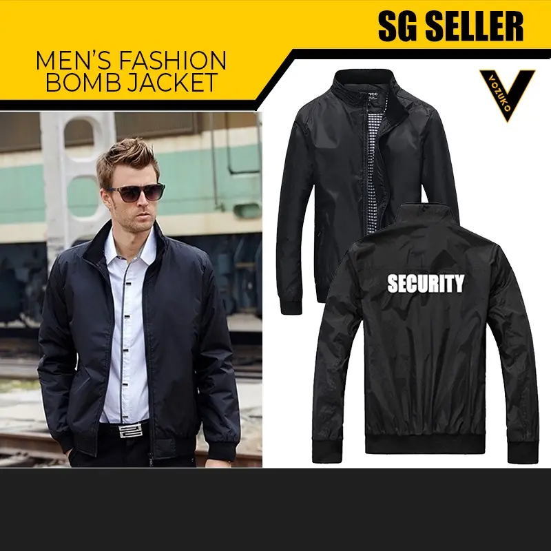 [SG SELLER] MEN'S CASUAL FASHION JACKET PLAIN OR WITH SECURITY PRINT