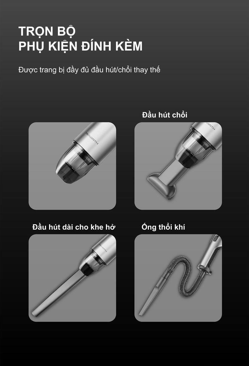 Product Introduction of [N] Máy Hút Bụi Cầm Tay Mini PerySmith XS1 | Lực Hút Cực Mạnh | Kèm 5 Đầu Hút | Pin Sạc Tiện Lợi | Thích Hợp Cho Oto | Bảo Hành 1 Năm 4