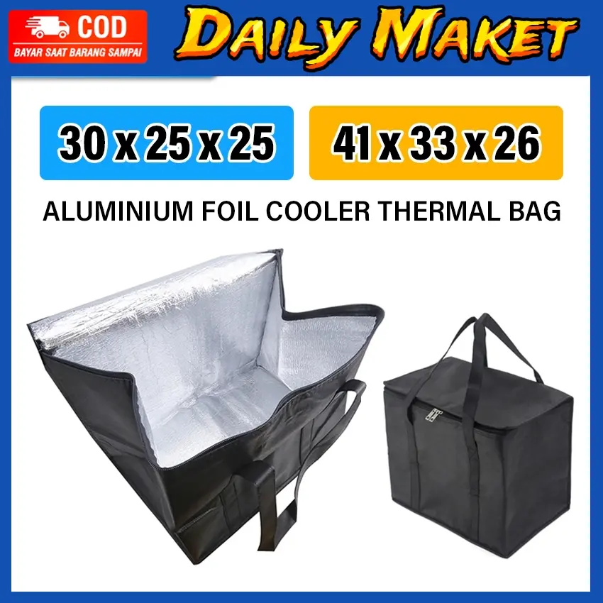 Cooler Bag Thermal Lunch Cake Delivery Bag Waterproof Tas Pendingin Makanan Kue Aluminium Foil Tahan Dingin Kecil Besar Jumbo
