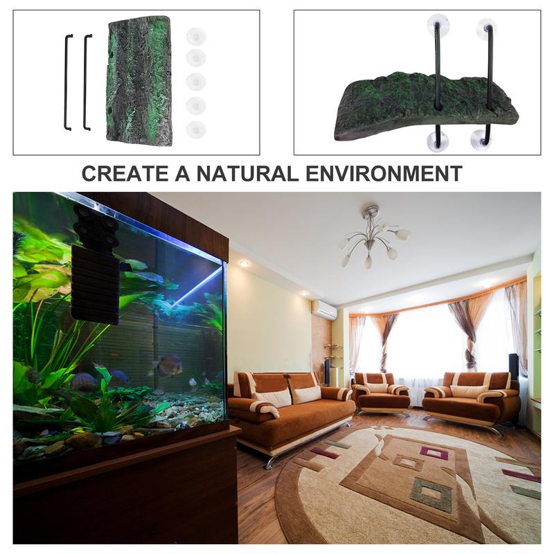 Turtle Lifting Platform Aquarium Ornament Simulation Bark Turtles Terrace Float Tortoise Floating Fish Tank Decorations Environmentally Friendly Foam Material 18.5X12.5X17CM Green 7