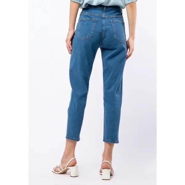 Celana jeans panjang cewe highwaits boyfriend korea - jeans korea boyfriend highwaist wanita Cewe termurah Tebal Dark 3