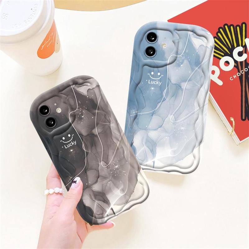 Casing hp ViVO Y27 Y36 Y17S Y16 Y15s Y12S Y02 Y22 Y21 Y20 Y02A Y02T Y35 Y11 Y17 Y15 Y12 Y30i  Y20s Y22s Y21A Y12i Y21s Y15A Y33s Y31 Y51 Y91C Y91 Casing Sampul Lembut Mengkilap Tepi Melengkung Bergelombang 3D Smiley Lucky  MUHAMAD 6