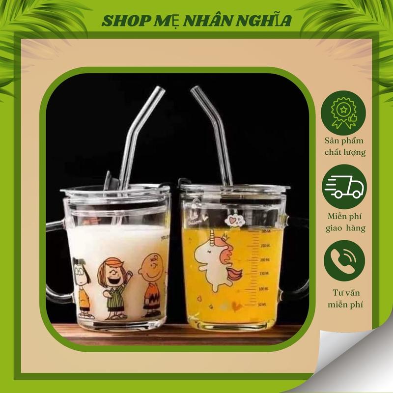 ốc Chia Vạch JYoohome Pha Sữa Cho Bé Có Nắp và Ống Hút, Bình Nước Tập Uống Cho Bé 400ml - Ca Pha Sữa Đo Lường Dung Tích