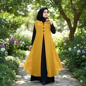 Outer Cardigan Wanita Panjang Vest Muslimah Kekinian Kardigan Panjang Wanita Stylish - Fashion Outwear Baju Lebaran Fit Kancing