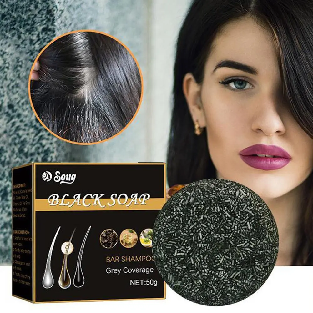Gray Hair Polygonum Multiflorum Soap Bar for Black Hair Dye Shampoo for White to Black Hair N9K3