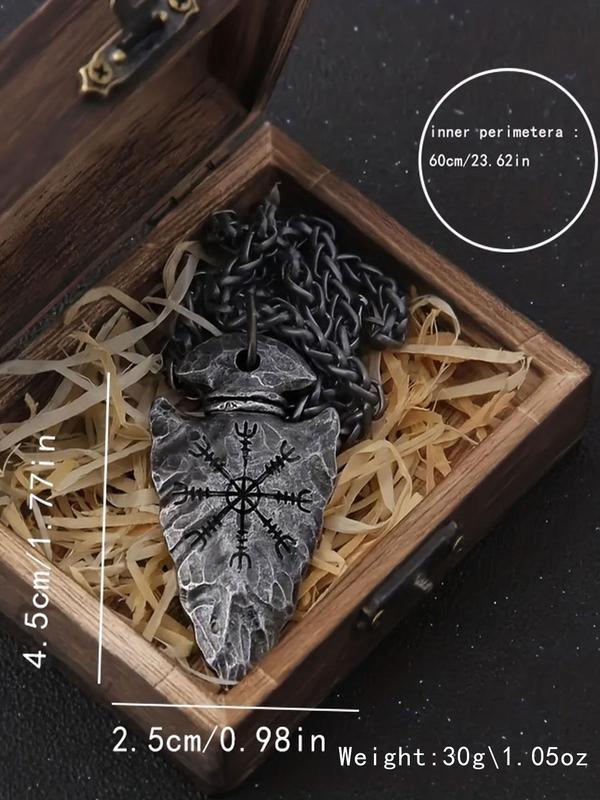 Unisex Vintage Geometric Design Pendant Necklace, Punk Style Spear Shaped Pendant Necklace, Fashionable Jewelry For Men And Women For Daily & Party Decoration 5