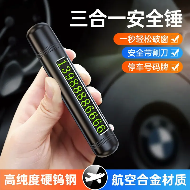 Búa phá kính thoát hiểm kiêm bảng ghi sốđiệnthoại và dao cắt dây đai an toàn trong lúc khẩn cấp 1