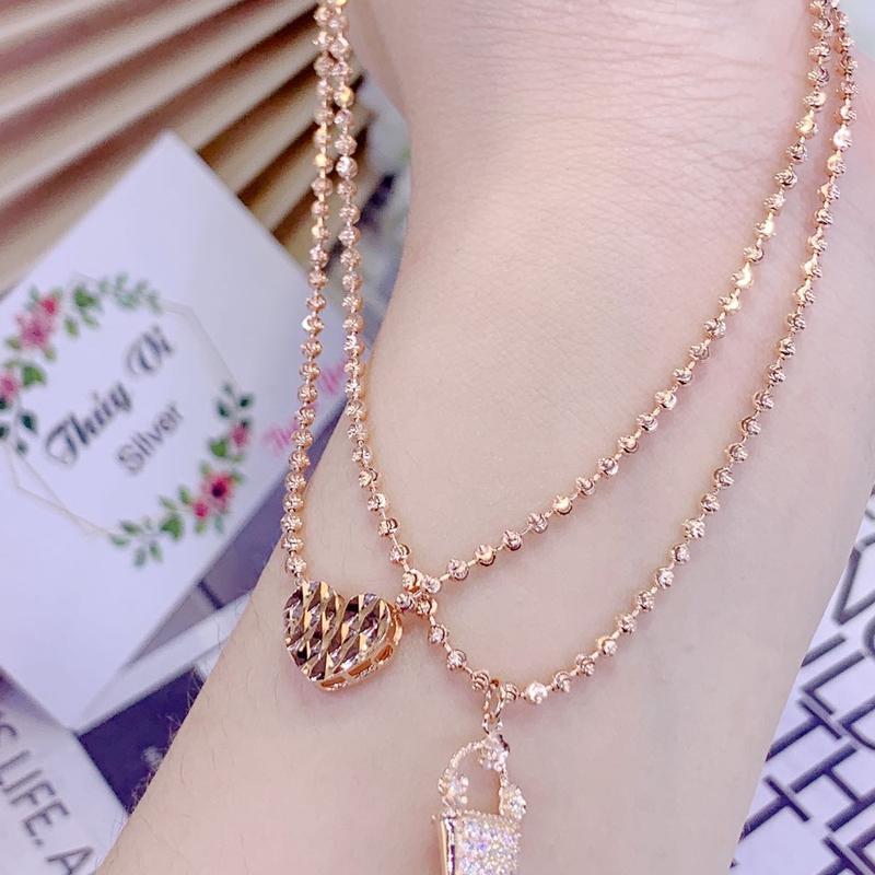 Lắc chân nữ bi phụ kiện xi vang hồng 0