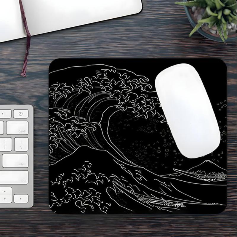 Product Introduction of Japanese Waves Sea Pattern Mouse Pad, Large Gaming Mouse Pad, Aesthetic Desktop Decoration Protective Pad, Multi-size Mousepad Suitable for Laptop, Desktop Computer Games 3