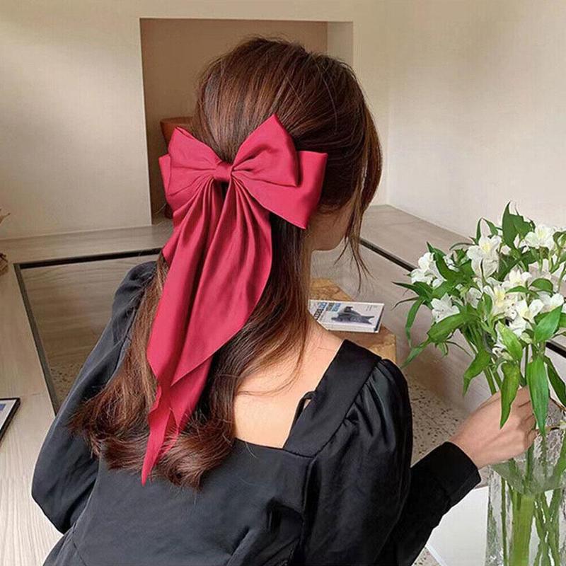 Product Introduction of Korea Elegant Long Bow Hairpin Large Ribbon Hair Clip Ribbon Clip Bow Grip Floating Braid Clip S2H9 23