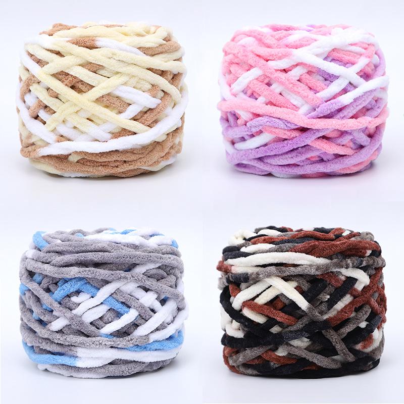 Len nhung đũa loang sợi to cuộn 100g - len bông sữa - đan móc thảm, chăn, thú bông - PESI Handmade Store lensoi