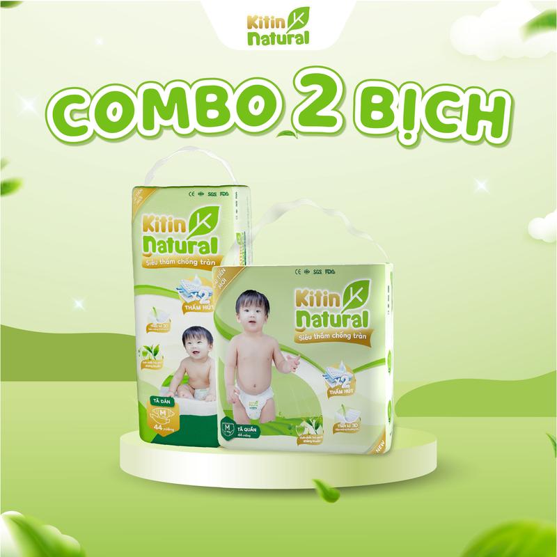 [002 GIẢM SÂU] - Khi mua COMBO 2 BỊCH tã bỉm Kitin Natural mỏng nhẹ, thấm hút tốt, đủ size tã dán tã quần cho bé đủ size NB/S/M/L/XL/XXL/XXXL/4XL