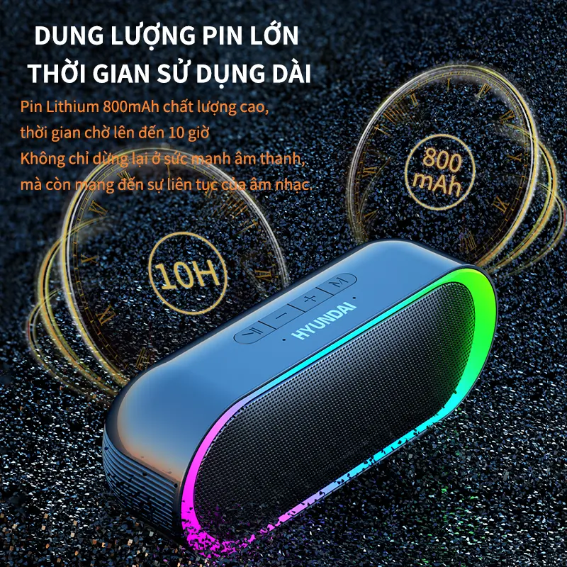 Loa Bluetooth không dây Hyundai HY-S10 RGB Đèn màu RGB kênh đôi z6  fly máy  chiếu 2