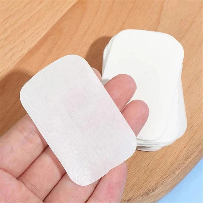 Product Introduction of moiistty 20/50/60/80/100pcs Useful Bath Clean Soap Paper Outdoor Travel Scented Hand Washing Slice Foaming Portable Soap Tablets 20