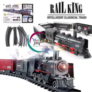 MAINAN KERETA RAILKING DENGAN LAMPU DEPAN MENYALA TL07 KERETA API REL LOKOMOTIF GERBONG TRAIN 19 PCS mainan Anak Car