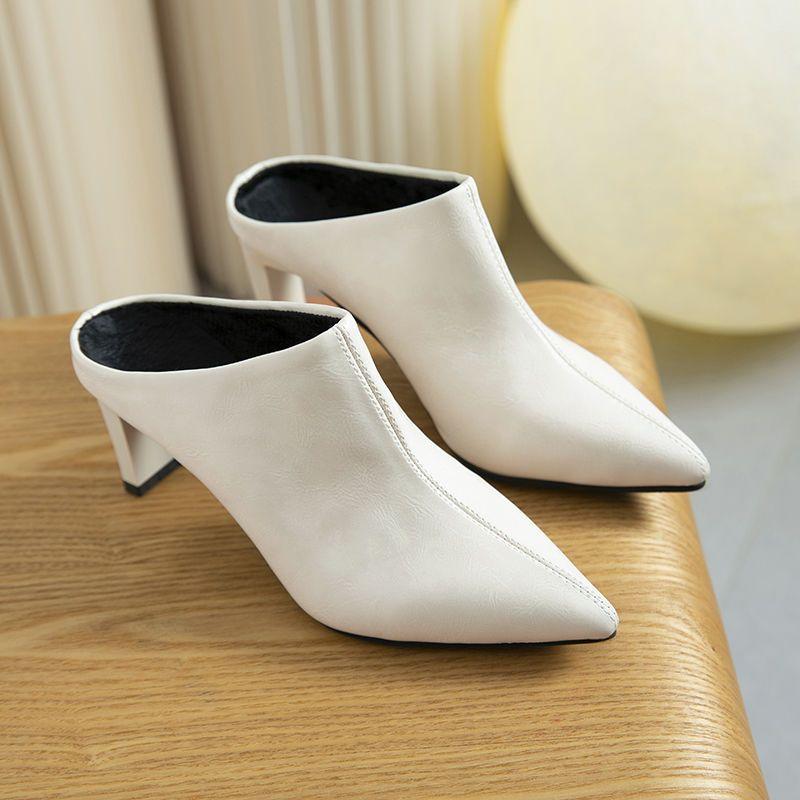 Product Introduction of Dép Lê Nửa, Thời Trang Pháp Thanh Lịch, Phong Cách Mùa Hè, Mũi Nhọn, Có Thể Đeo Ngoài Trời, Dép Giày Cao gót, Dành Cho Nữ, Hàng Mới Về Năm 2024, Bó Sát, 2023 13